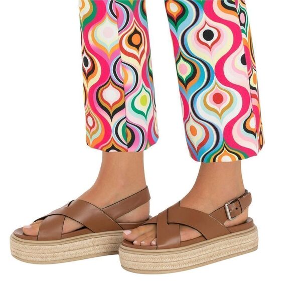 NWOT MAC Jeans Aida Cropped Kick Flare '70s Retro Colorful Print Trouser Pants 6 - Picture 10 of 12